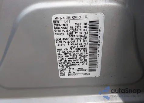 2012 Nissan Rogue S z USA, uszkodzony, nr VIN JN8AS5MV9CW711722